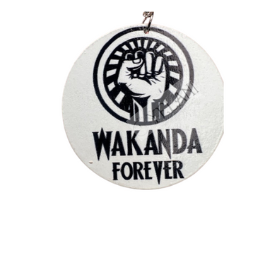 Wakanda Forever white wooden disc earrings - 2.5 inch statement jewelry honoring Black Panther legacy and celebrating Black excellence